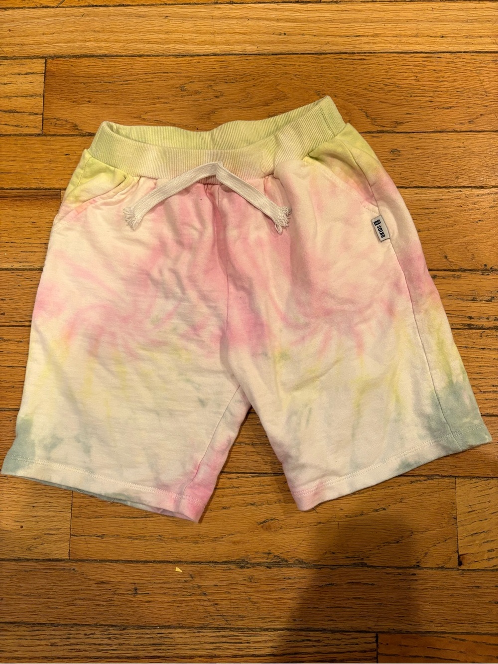 Kids Tie-Dye Knit Shorts - Pastel Pink & Yellow